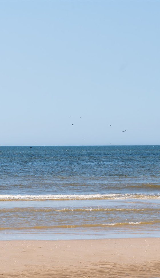 Vissersboot vanaf het strand gezien