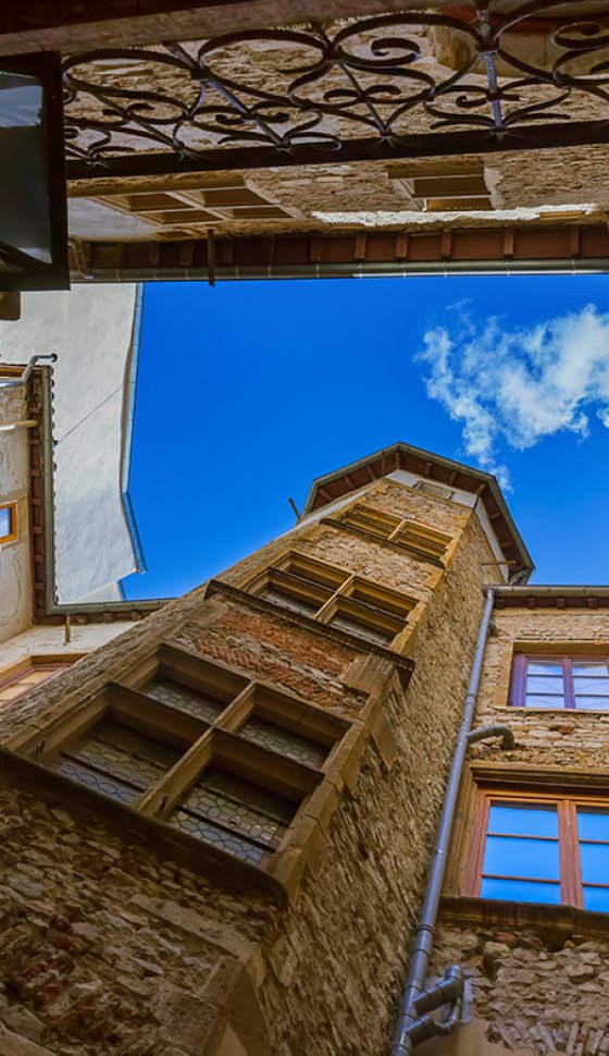 Old medieval courtyard Traboules in Lyon
